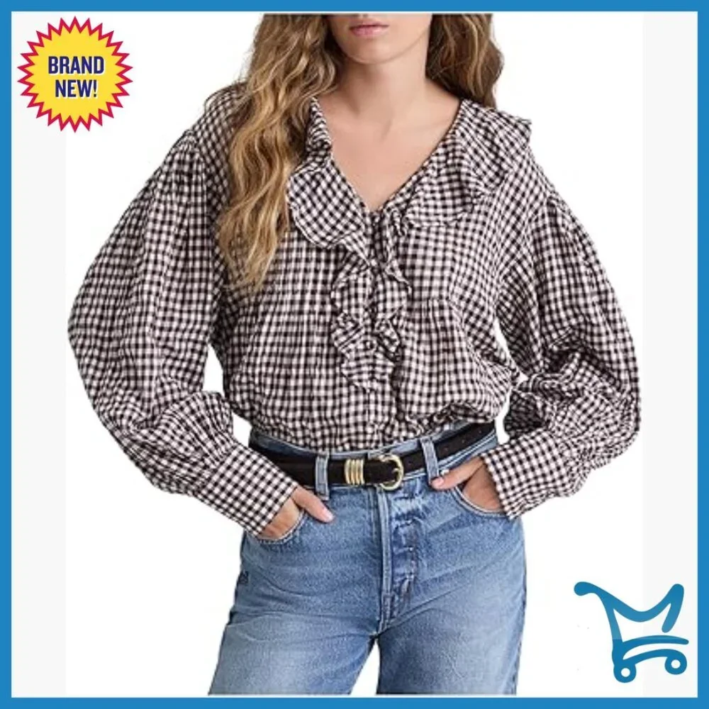 Long Sleeve Cotton Tank Top Regular Fit Checkered Pull On